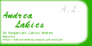 andrea lakics business card